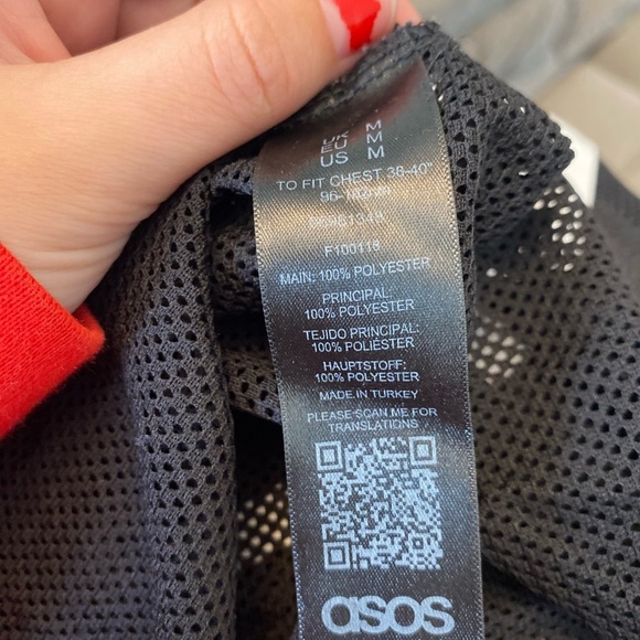 ASOS black and white mesh muscle tank top medium - Picture 6 of 7